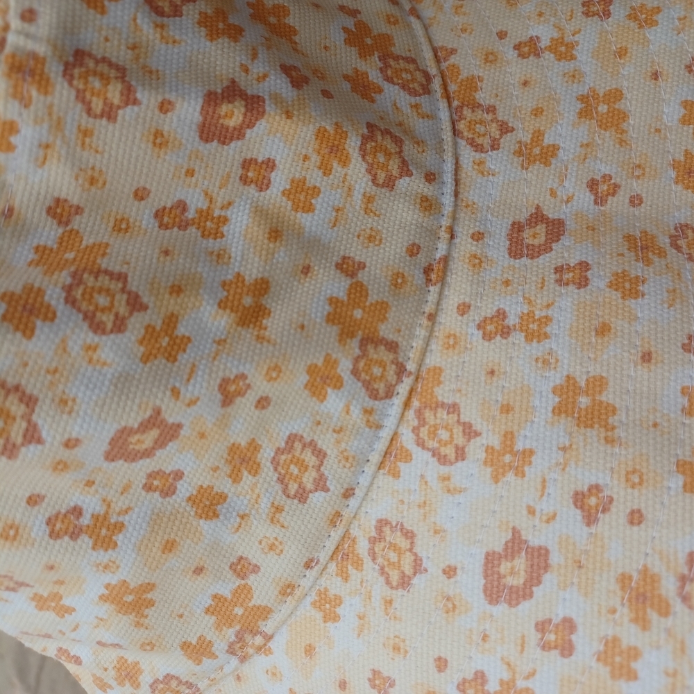 Floral Women's Sun Hat - Cream and Orange - Picture 8 of 9